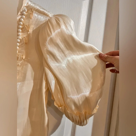 NWT Dear Jose Ivory Organza Blouse - Picture 9 of 14